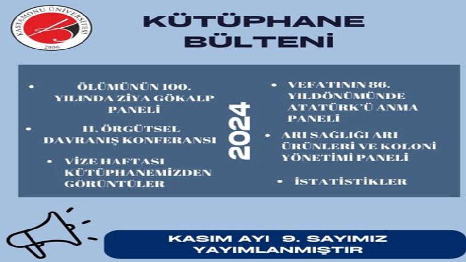 Kastamonu Üniversitesi Kütüphane Bülteni Sayı 9 Kasım 2024